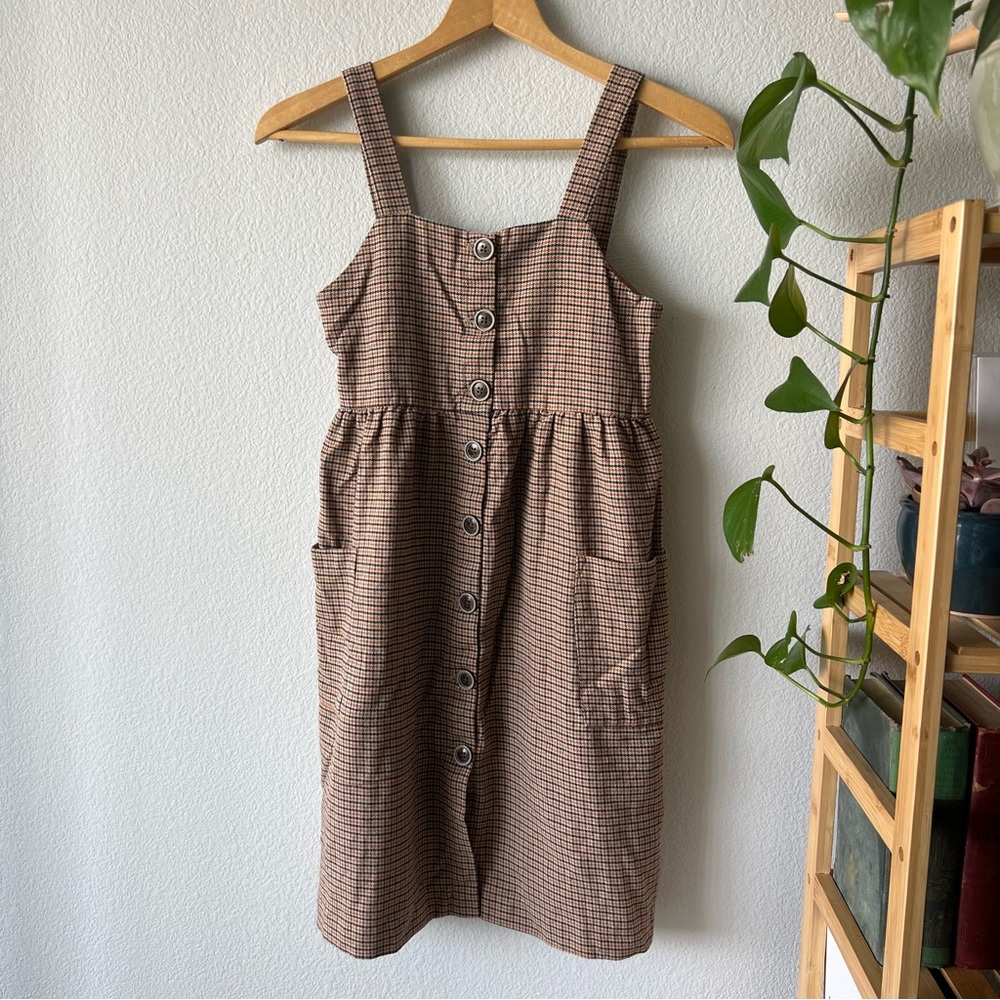 Zara Brown Plaid Button-Front Sundress Teen girl
